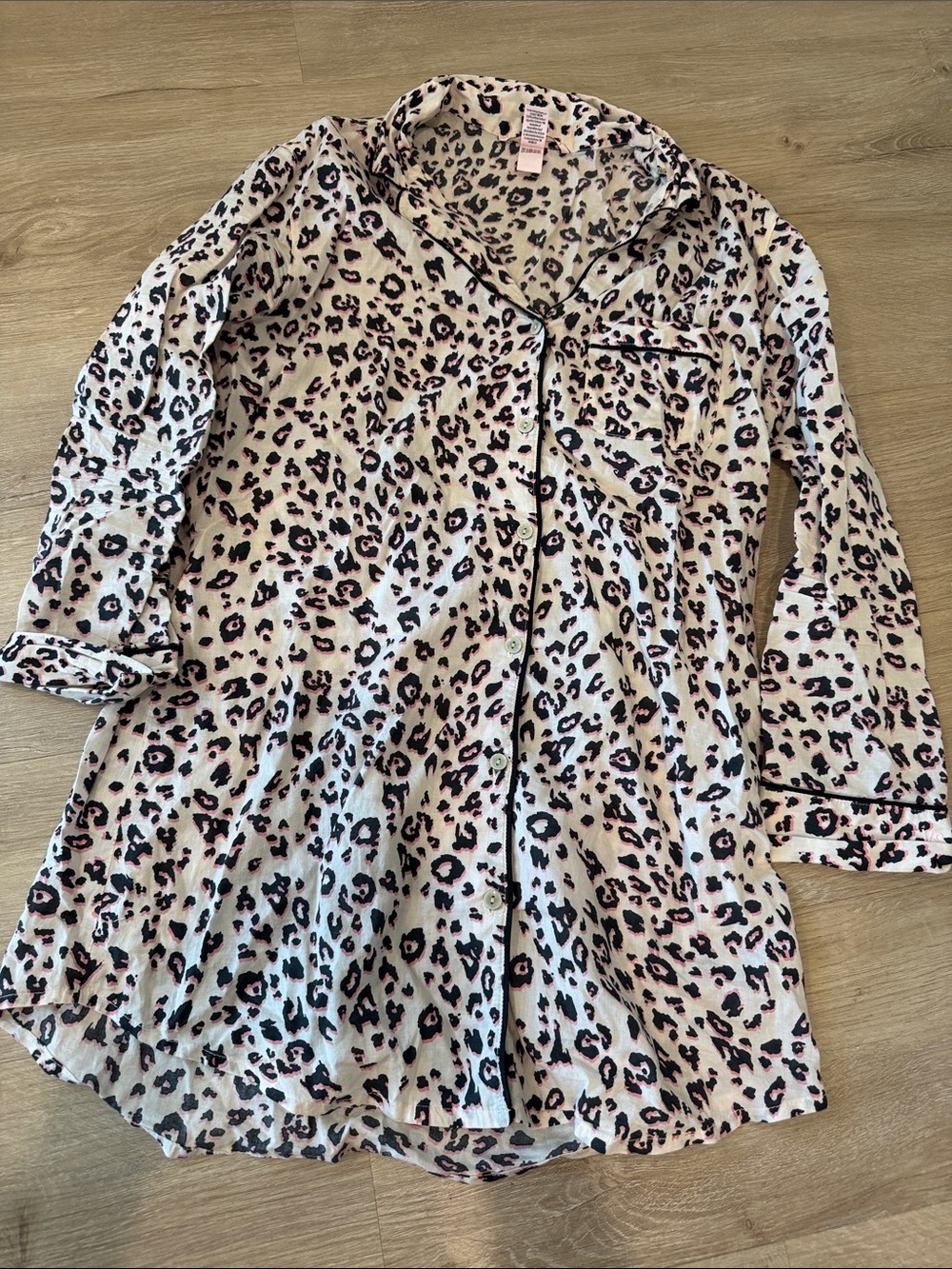 Victoria's Secret Pink & Black Leopard Satin Sleep Shirt